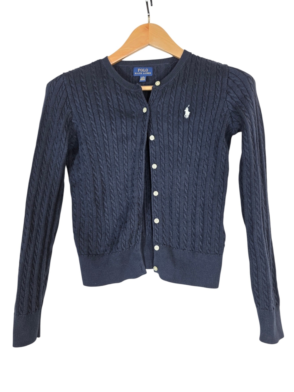 Polo by Ralph Lauren Navy Cable Knit Crewneck Cardigan